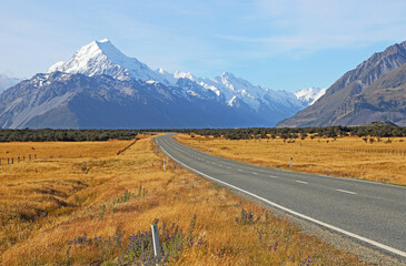 Mt Cook and road - New Zealand