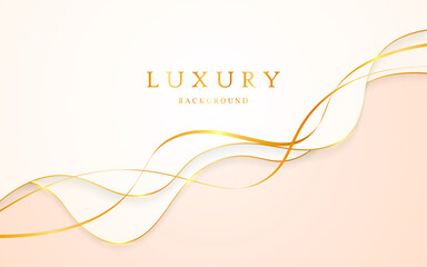 Abstract cream colored background with elegant golden curves. vector illustration about elegant modern template design	