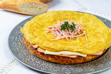 Typical Spanish tortilla in marble table