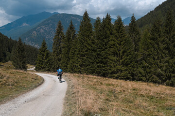 Fototapeta na wymiar bicicletta mountainbike pedalare bici bike montagna sterrato 