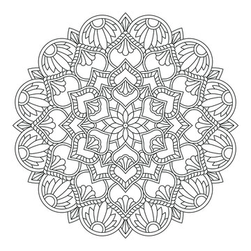 Isolated mandala in vector. Round line pattern. Vintage monochrome decorative element. Decorative frame ornament in ethnic oriental style