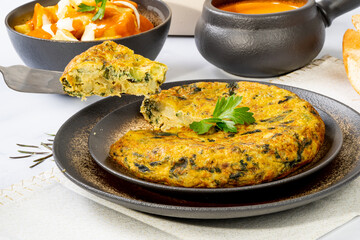 Typical Spanish tortilla in marble table