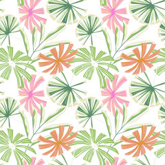 Fototapeta na wymiar Modern tropical palm leaves seamless pattern. Jungle leaves botanical wallpaper.