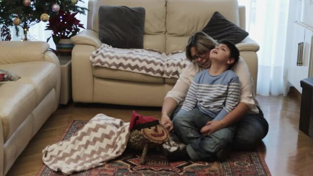 family video with the cagatio, typical catalan christmas celebration.