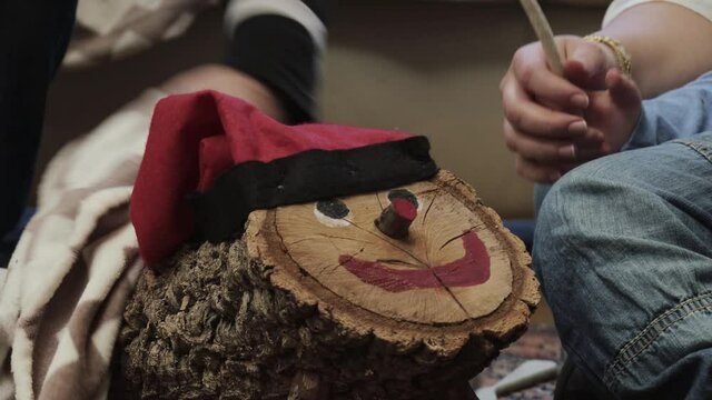 family video with the cagatio, typical catalan christmas celebration.