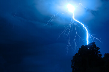 lightning in the night sky