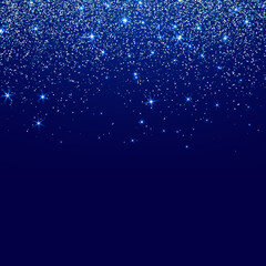 Naklejka na ściany i meble Minimal Christmas night blue shine and stars background. illustrations for greeting cards, calendars and invitations. Space for text. High quality illustration