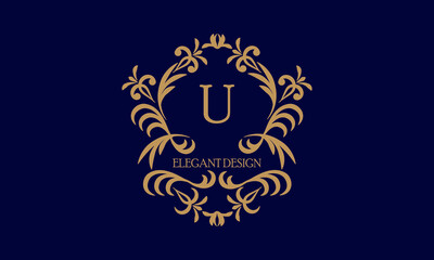 Exquisite monogram template with the initial letter U. Logo for cafe, bar, restaurant, invitation. Elegant company brand sign design.