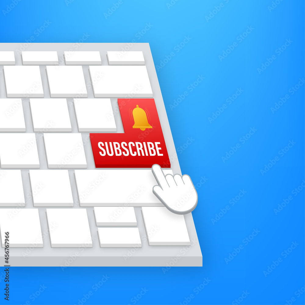 Aufkleber subscribe with cursor button on keaboard. internet icon. pointer click icon. vector stock illustrati