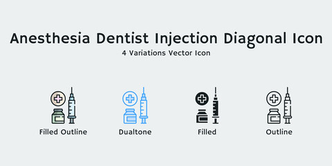 Anesthesia Dentist Injection icon for dental care clinic vector graphics