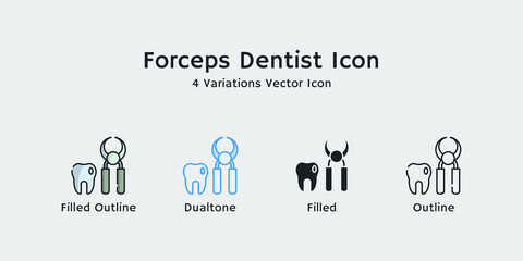 Dental extraction surgical instrument forceps dentist icon vector graphics