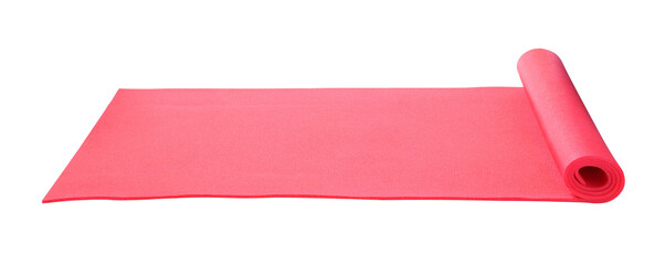 Bright pink camping mat isolated on white