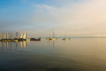sailboats on ammersee, bavaria, landscape