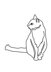 One continuous line drawing,  cat