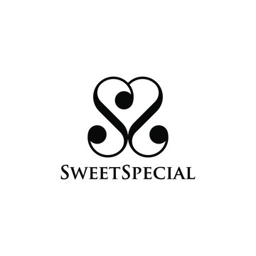 Monogram initial SS Letter logo with abstract Love shape design vector
