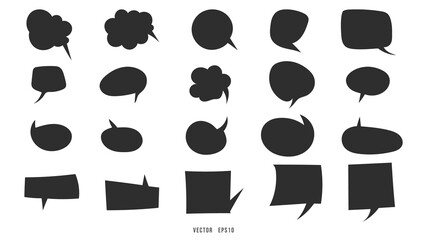 Set hand drawn set of speech bubbles isolated on white background , Flat Modern design , illustration Vector EPS 10