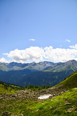 Fototapeta premium Hiking with beautiful view on mountains in Austria
