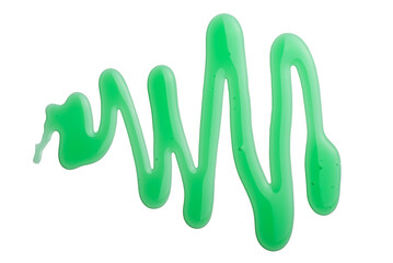 Green dishwashing liquid gel isolated on white background, top view