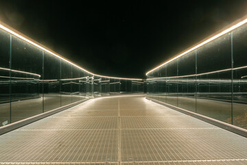 Observation deck illuminated at night