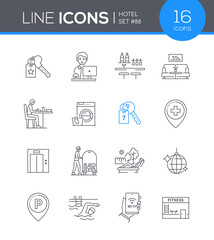 Hotel- modern line design style icon set