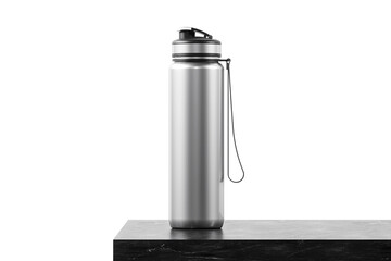 Metal thermos bottle for water mockup. 3D rendering