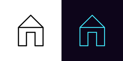 Outline home icon with editable stroke. Linear home sign, house pictogram and silhouette