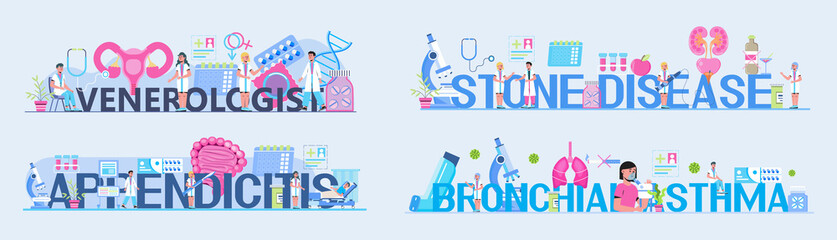 Pulmonologist, cardiologist, nutritionist medical templates set vector.