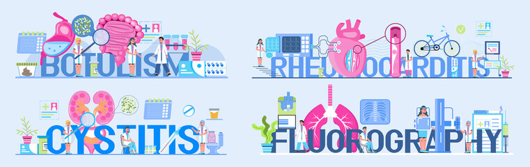 Pulmonologist, cardiologist, nutritionist medical templates set vector.