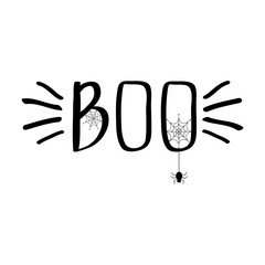 Halloween lettering "Boo" with a spider