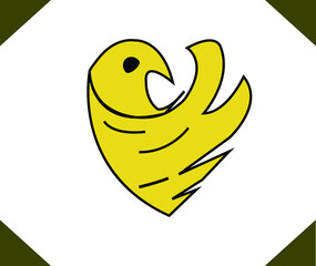 bird in heart shape Logo. vector illustration