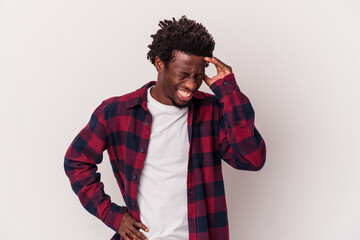 Young african american man isolated on white background  joyful laughing a lot. Happiness concept.