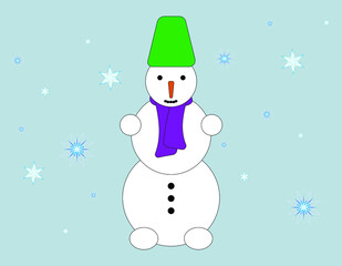 vector winter snowman colorful illustration, wallpaper and background