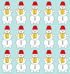 vector winter snowman colorful illustration, wallpaper, seamless pattern and background