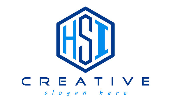 polygon letters logo, letters HSI modern unique minimalist brand identity creative logo design, vector template