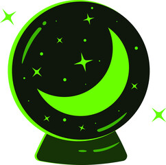 magical yours. witch ball. vector illustration. Happy Halloween