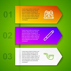 Set line Disease lungs, Cigarette and No pipe smoking. Business infographic template. Vector