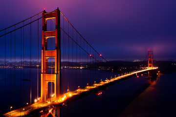 Fototapeta na wymiar 25 second long exposure of the Golden Gate Bridge in San Francisco, CA