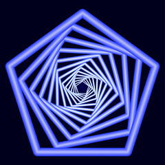 Swirling symbol. Optical illusion. Tunnel abstract. Twisted colored circle 3d. Design with neon, stroke, lines and flow. Vector illustration.
