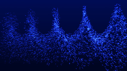 Dotted halftone waves. Sketch of sea waves. Round dots effect illustration. 3d rendering
