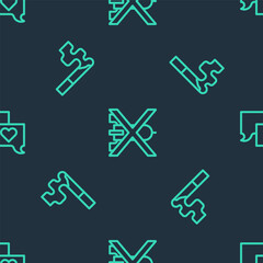 Set line No war, Cigarette and Speech bubble chat on seamless pattern. Vector