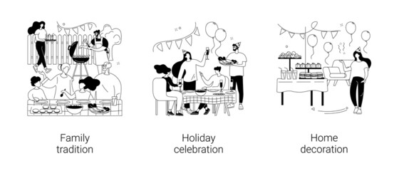 Home party abstract concept vector illustrations.