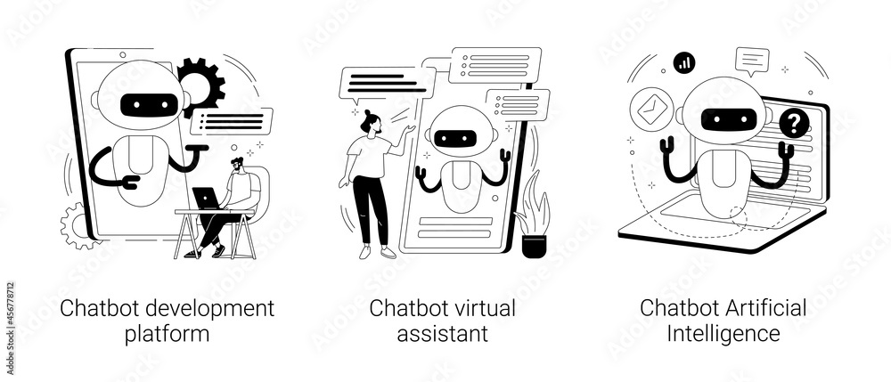 Wall mural chatbot programming abstract concept vector illustrations.