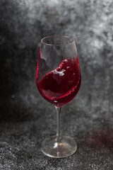 red wine transparent glass drink fresh meal snack on the table copy space food background rustic 