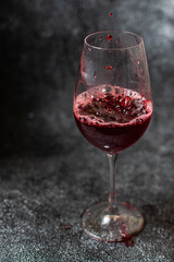 red wine transparent glass drink fresh meal snack on the table copy space food background rustic 