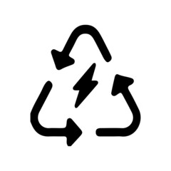Renewable energy icon, ecology recycle electric power flat icon on white background