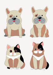 Vector illustration with dogs and cats