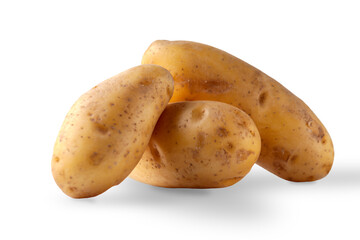 Fresh potatoes isolated on white background close up