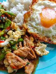 Rice with meat and vegetables + fried egg special