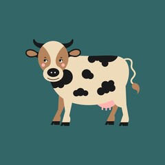 Cartoon cow. Cute farm animals. Vector illustration