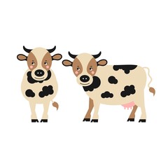 Cartoon cow. Cute farm animals. Vector illustration